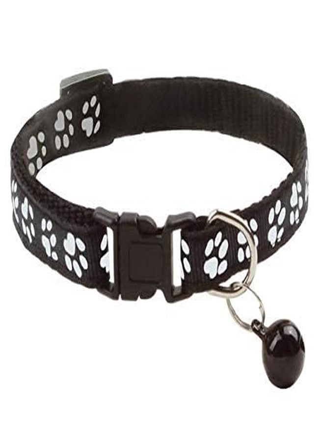 D&C PAWS طوق D&C PAWS للقطط الصغيرة مع أجراس، مصنوع من النايلون بنقشة مخالب، قابل للتعديل، آمن للحيوانات الأليفة، مناسب للقطط والأرانب (لون عشوائي، عبوة من قطعة واحدة) (أسود) - Image 1